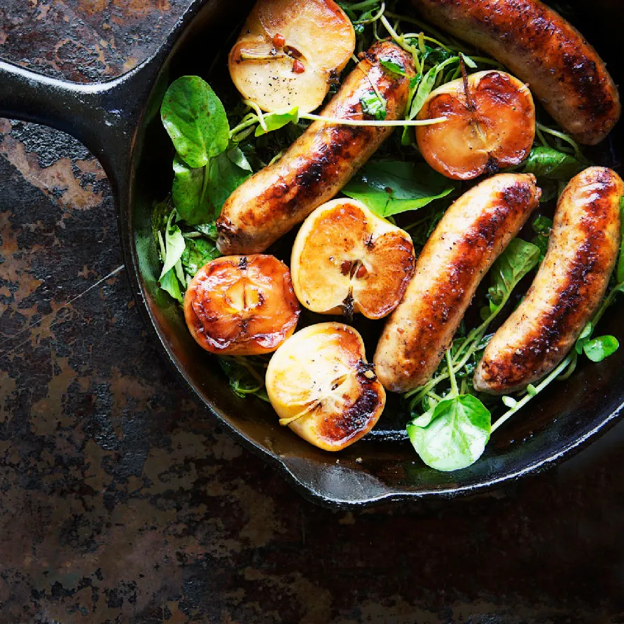  fresh kielbasa on the stove