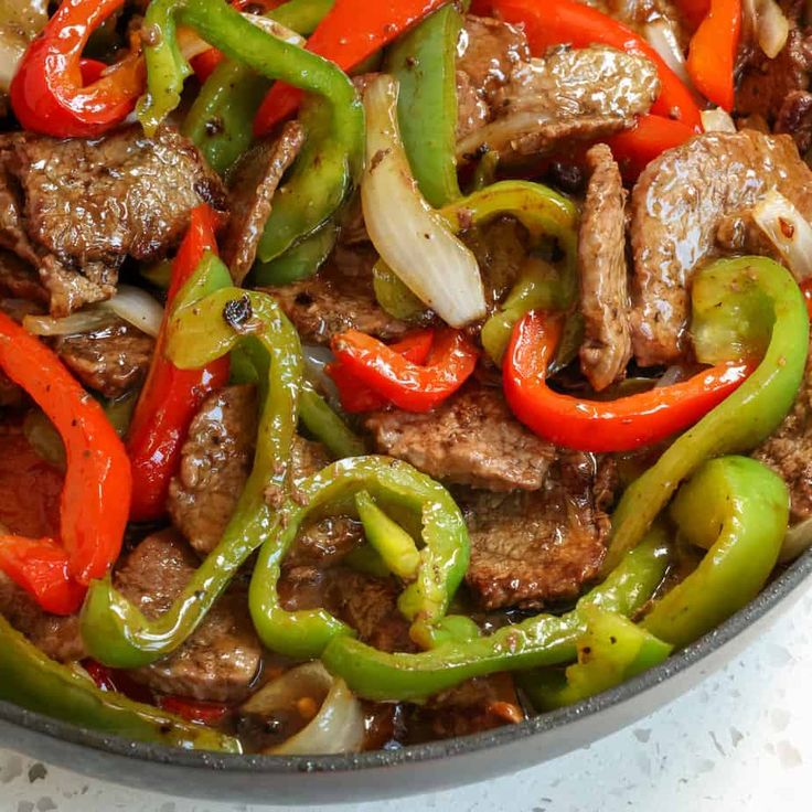 cook pepper steak on the stove